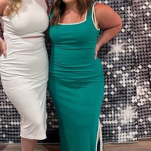 Green mid length dress